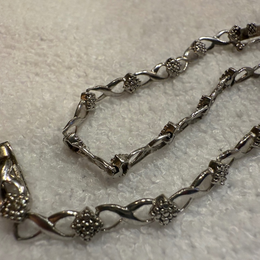 STERLING Silver Stamped 925 Bracelet 7” Braided Infinity Chain Box Clasp